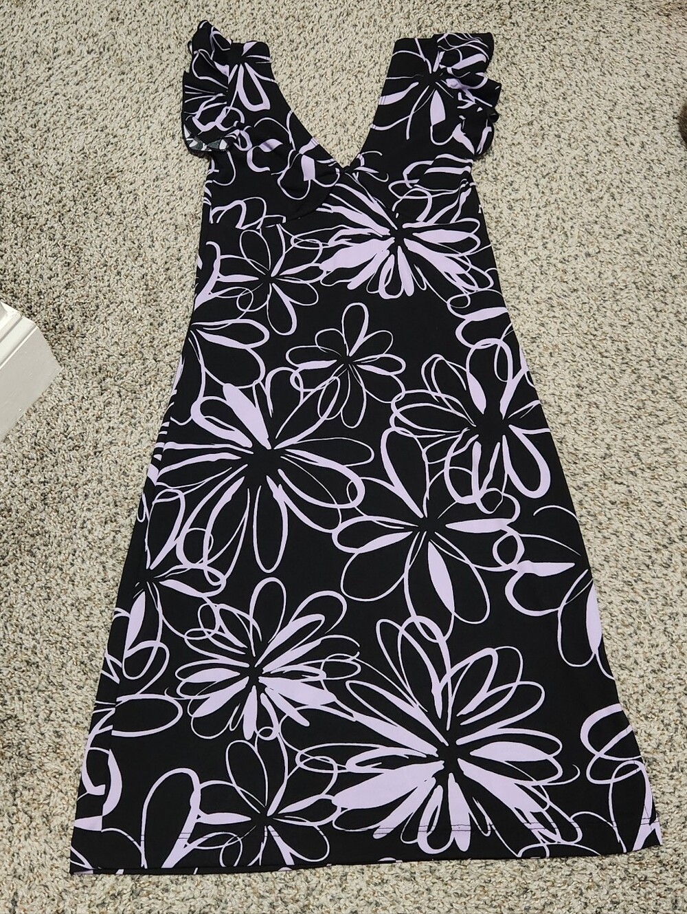 My Michelle Y2K Flutter Sleeve Juniors Black Purple Floral Dress Medium